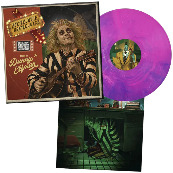 DANNY ELFMAN - Beetlejuice Beetlejuice (Original Soundtrack w/ Art Print) - LP - Deluxe Hand-Poured Pink & Violet Coloured Vinyl