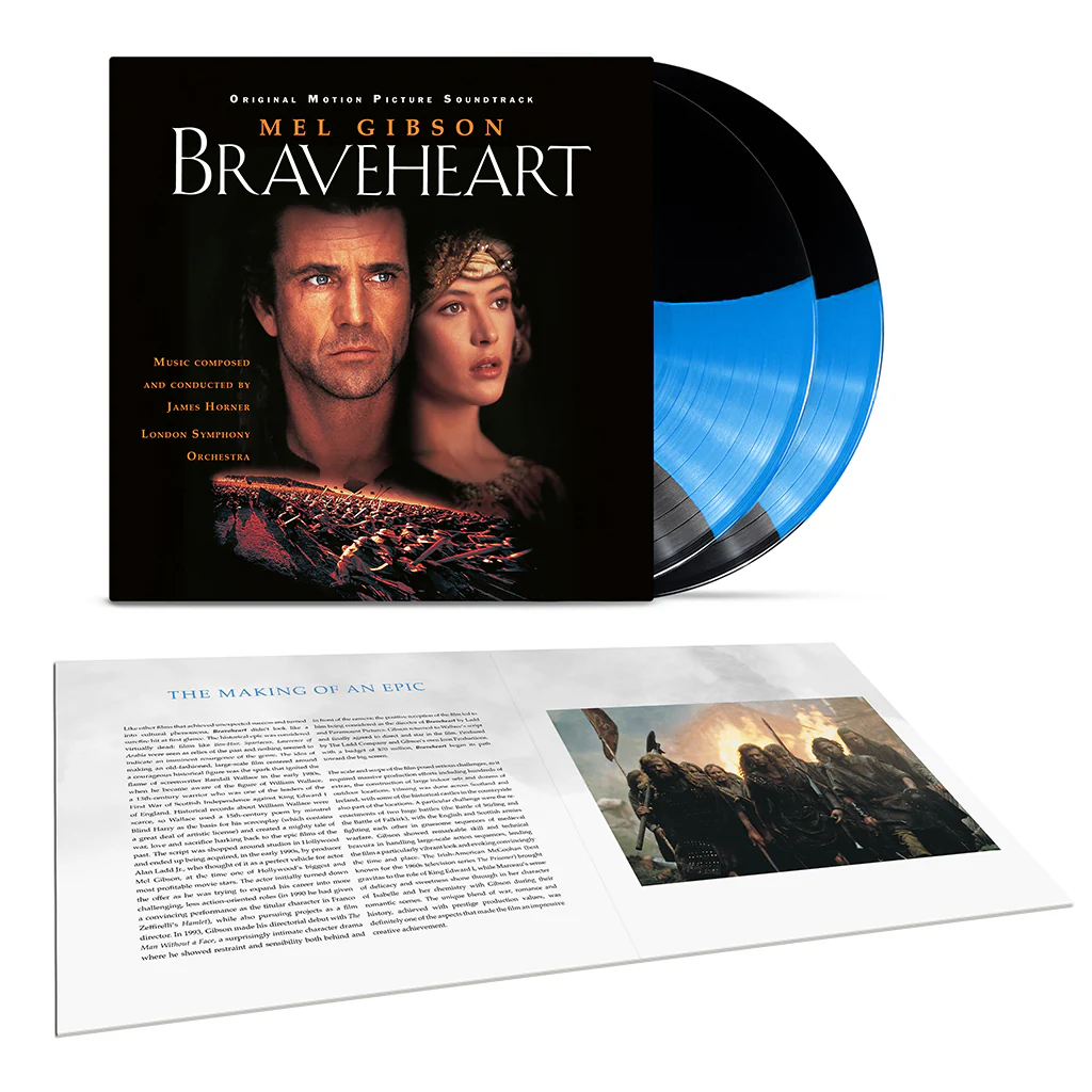 JAMES HORNER / THE LONDON SYMPHONY ORCHESTRA - Braveheart (Original Soundtrack - 30th Anniversary Edition) - 2LP - 'Blue Streak' Colour Vinyl