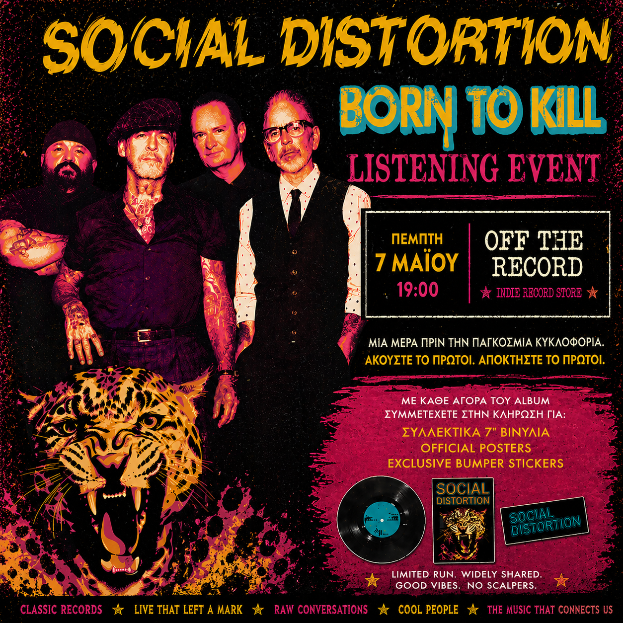 Social Distortion listening event at Off the Record, May 7, 19:00